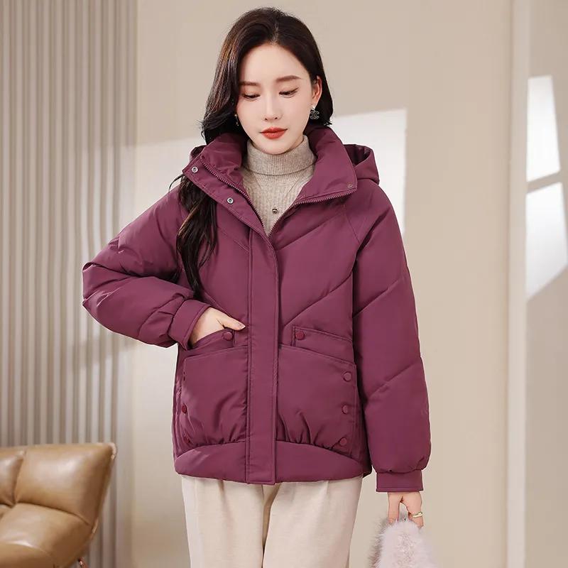 Women's Winter Loose Casual Plus Size Warm Jacket Simple Medium To Long Solid Color Jacket