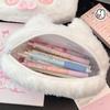 Kawaii Plush Rabbit Student Stationery Bag Portable Large Capacity Pen Case Cosmetics Storage Bag For School Office Accessories