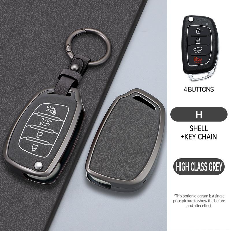 Zinc Alloy Leather Car Folding Key Cover Case Holder Keychain for Hyundai Avante I10 I20 I30 HB20 IX25 IX35/45 TUCSON Accessorie