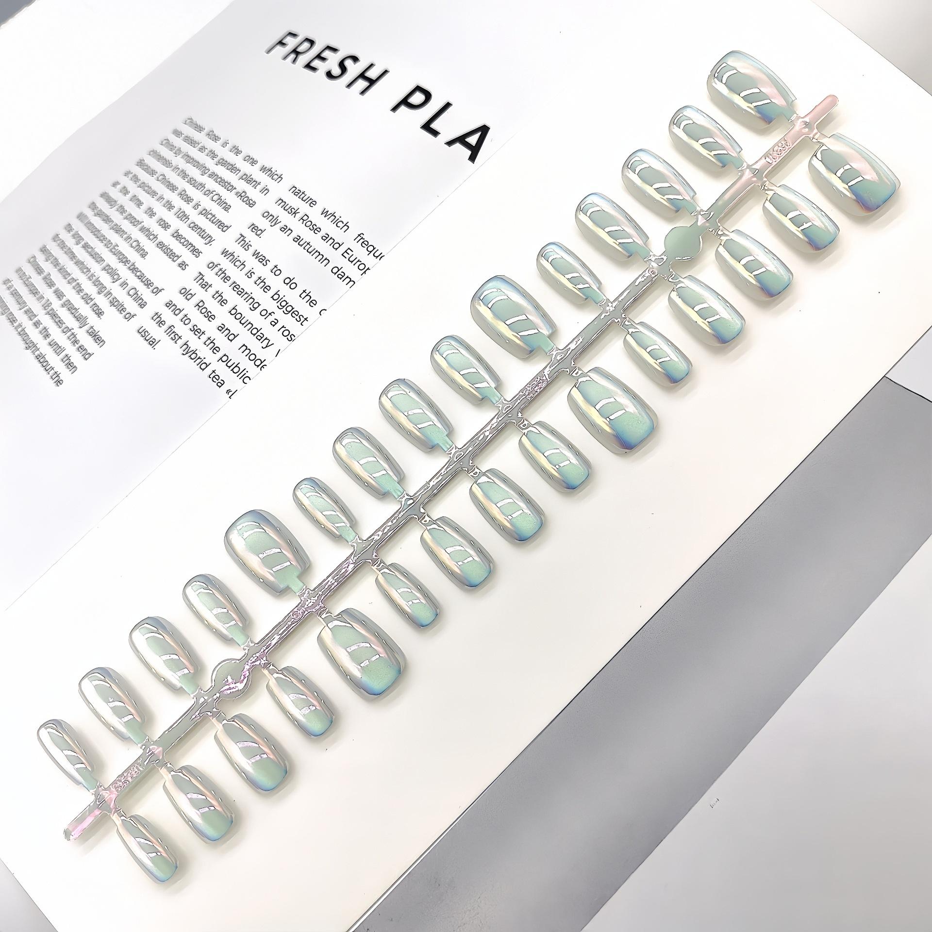 

30шт желейно-розовых накладных ногтей Simple Aurora Medium Coffin Fake Nails Full Cover Искусственный маникюр Носимые типсы для ногтей Art CS24