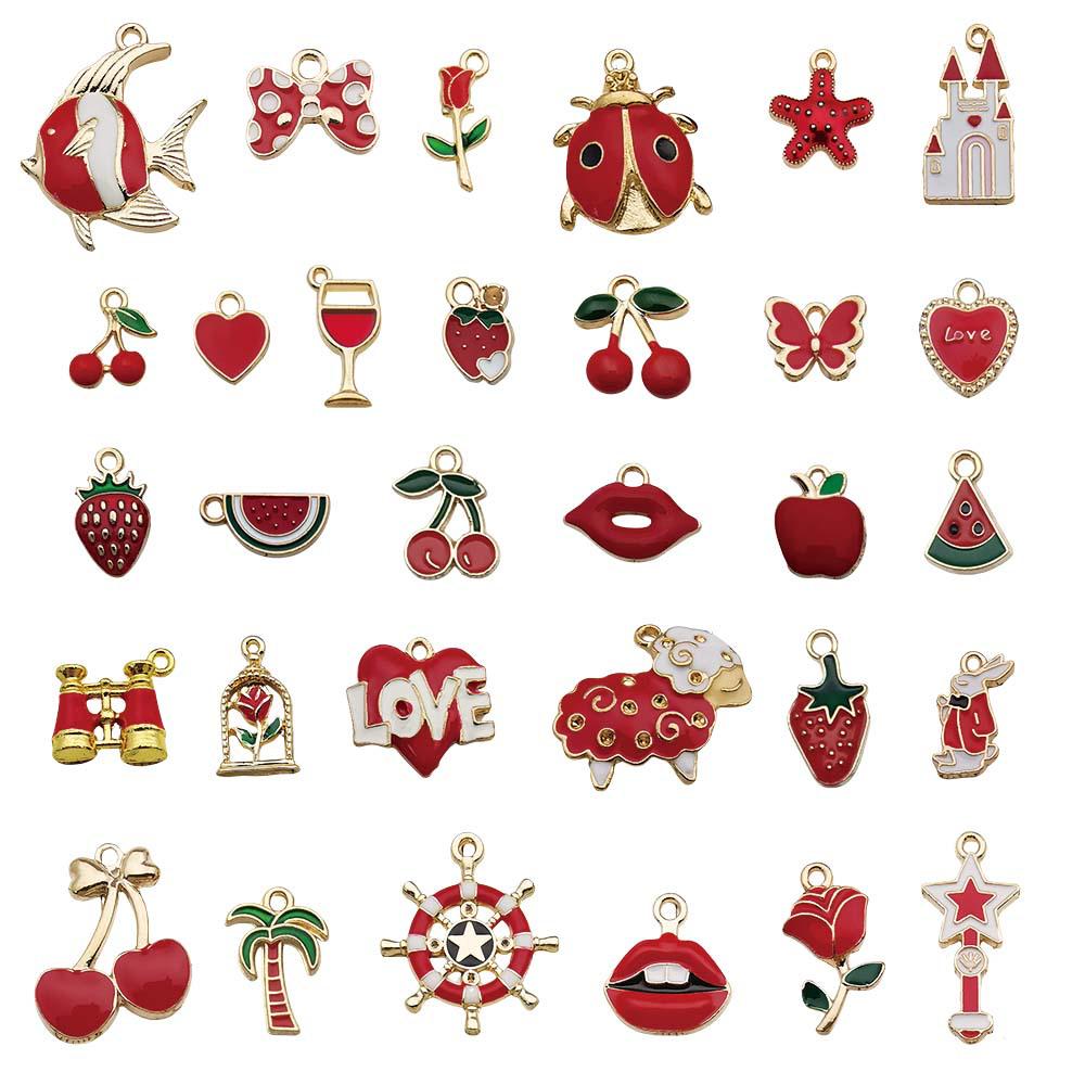 Mixed Color Cartoon Enamel Alloy Pendants for DIY Bracelets & Keychains
