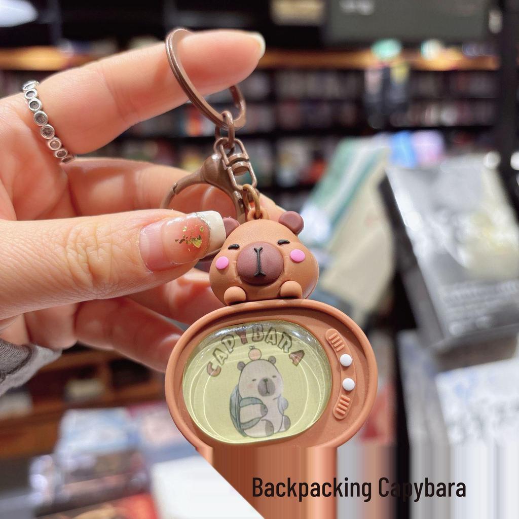 Capybara Flashing Light Keychain: Creative Backpack Pendant & Couple Bag Charm