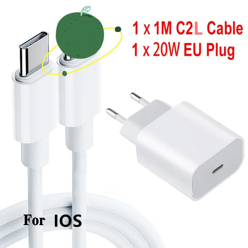 PD 20W Fast Charging For Samsung iPhone 16 15 14 13 Pro Max Ipad Phone Quick Charger EU US Plug Type C Charger Cable Accessories