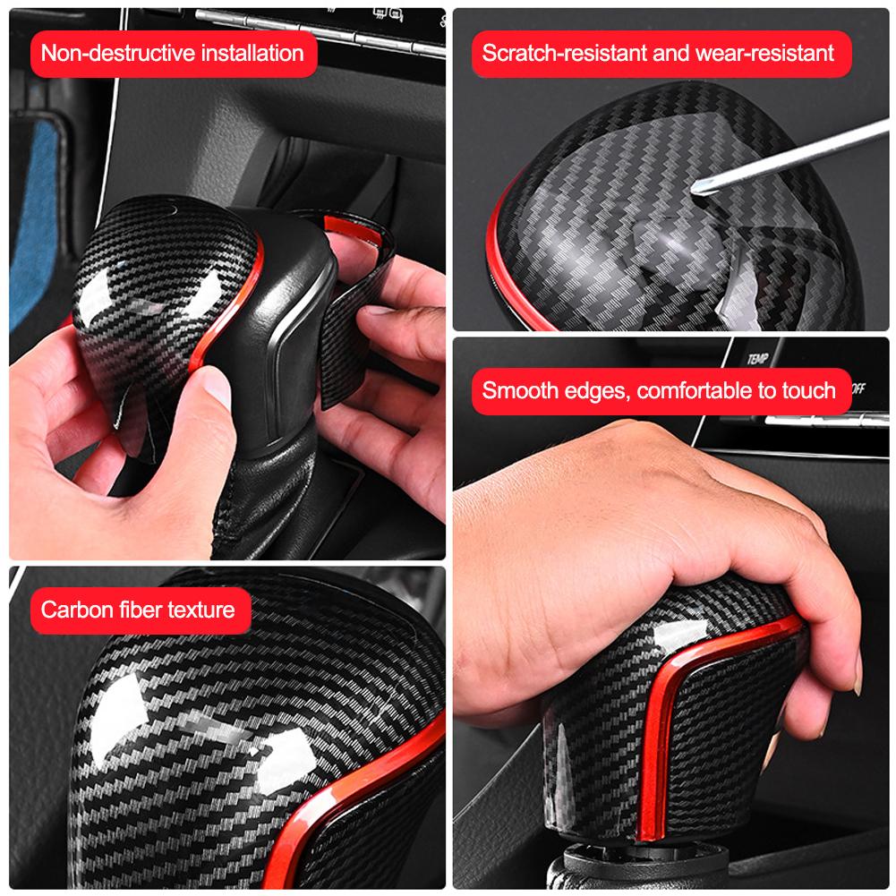 Carbon Fiber Car Gear Shift Knob Cover Lever Stick Head Car Accessories Auto Parts Trim