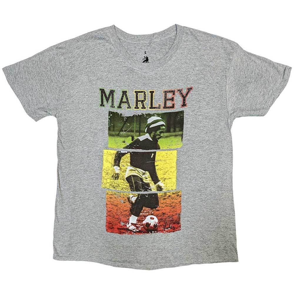 Bob Marley Football Text Unisexs Grey T Shirt Large S