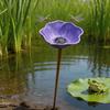 Metal Flower Garden Stake Pollinator Watering Station Mini Bird Bath Drinking Bowl for Bees Butterflies Birds Outdoor Yard