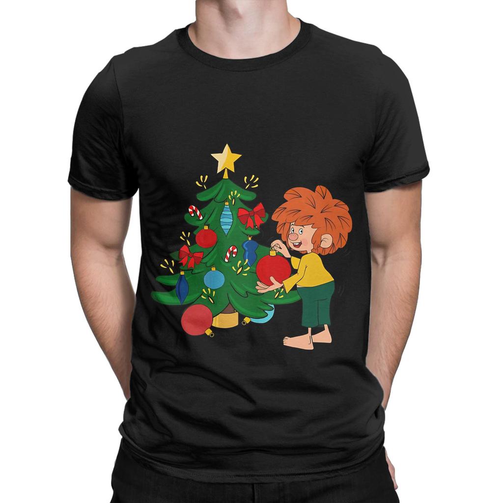 Pumuckl prepara el árbol de Navidad Camiseta Novedad 100% Algodón Pumuckl Tops Camisetas Para Hombres