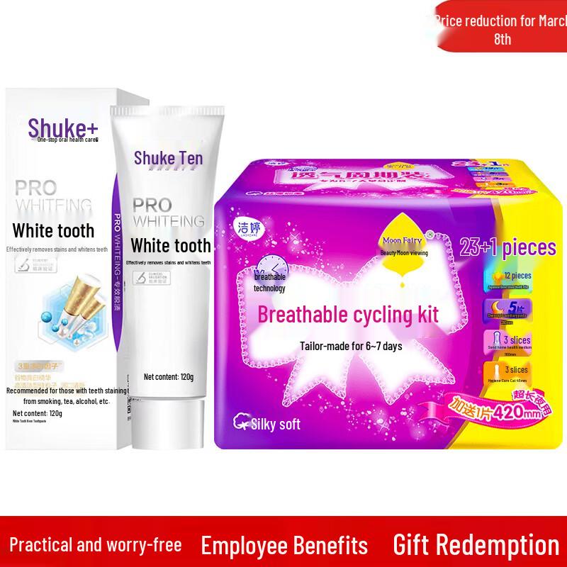 Shuke Sparkling White Toothpaste & Sanitary Napkin Combo