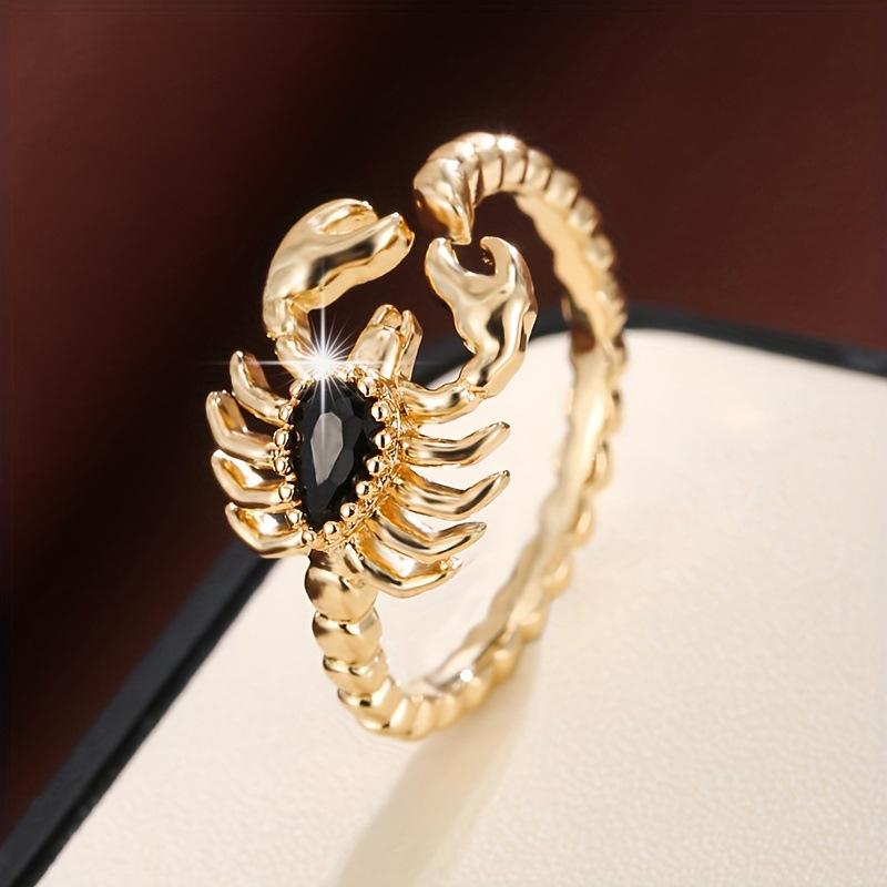 Sterling Silver Retro Scorpion Rings Women Creative Desert Animal Rainbow Mystic Crystal Punk Ring Girl Hip Hop Gift