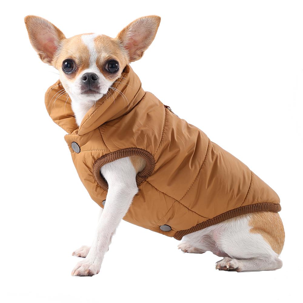 

Зимняя куртка для собак средних и маленьких собак, кошек, ветрозащитная, теплая, с D-образным кольцом, одежда для щенков, чихуахуа, йоркширский питомец, флисовый костюм S кофейный