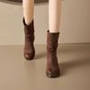New autumn and winter trend versatile western cowboy short boots women's retro velvet warm fashion stacking boots