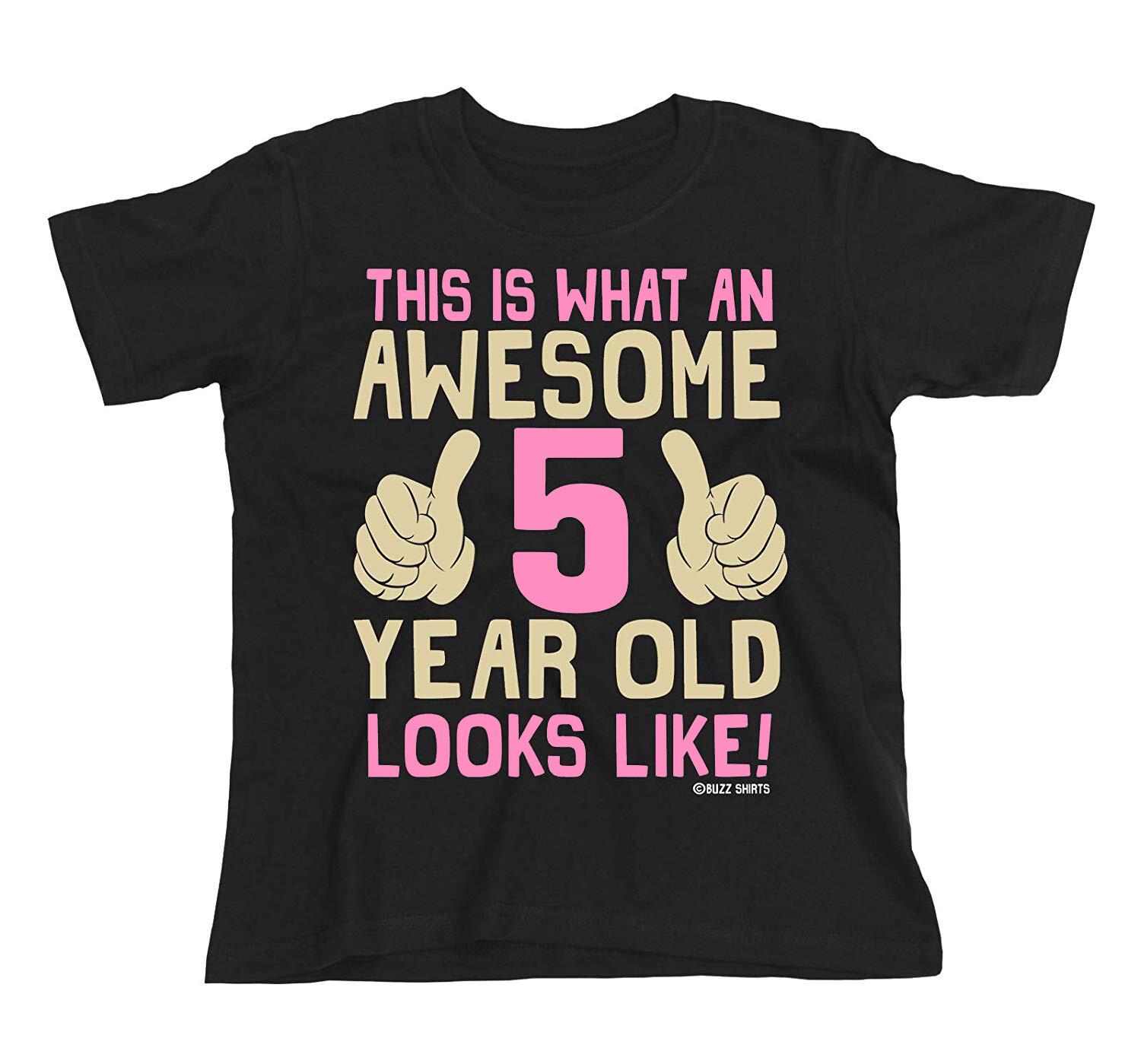 Girls 5th Birthday T-Shirt Mens Womens Tees Top Cotton Awesome 5 Year Old GIFT Idea 4XL