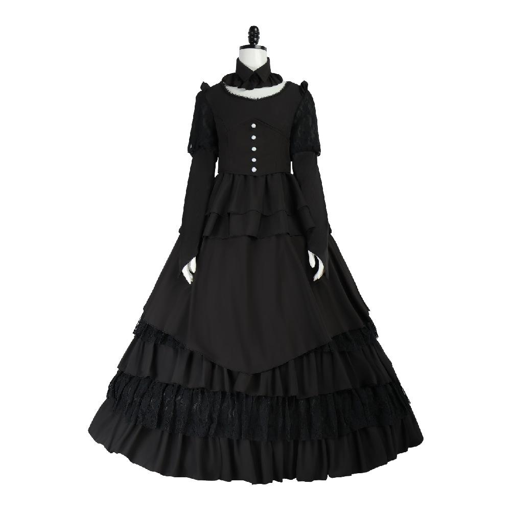 Medieval Gothic Black Dress for Women, Halloween Costume Cosplay Renaissance Renaissance Elegant Long Gown