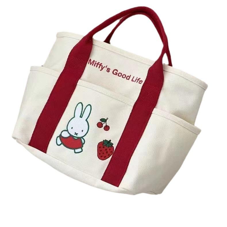 Snoopy Cartoon Embroidered Canvas Tote Bag: Large Capacity Shoulder Bag for Office or Lunch