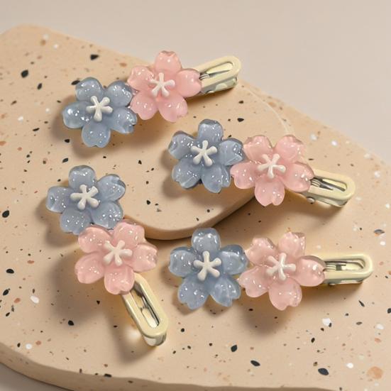 4 Stuks Meisjes Haarspeld Macaron Kleur Kersenbloesem Haarclips Parelmoer Textuur Stabiele Golvende Pony Haarspelden Haaraccessoires