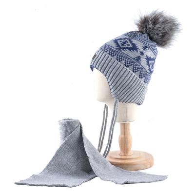 Cappello invernale e sciarpa per bambini Set di berretti spessi lavorati a maglia Ragazzi caldi cappelli con pompon per bambini piccoli