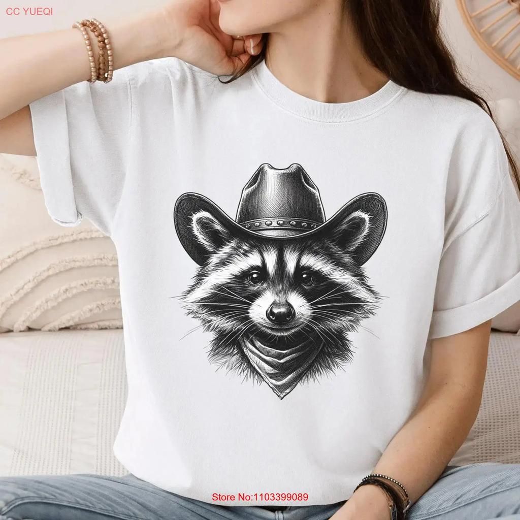 Vintage Cowboy Raccoon T Shirt Oversized Funny Western Retro 90s Trash Panda Vintage Designer Clothes Homme Soft