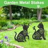 2Pcs Metal Garden Animal Statues Decorative Simulation Cat Dog Lawn Stakes Creative Yard Art Deco for Home Outdoor Garden Yard