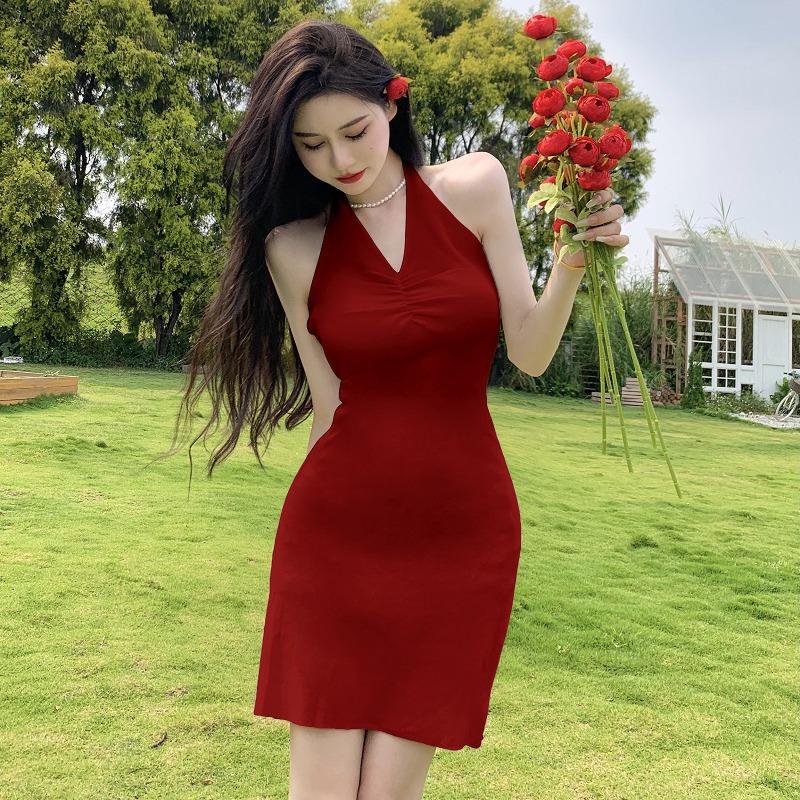 Dámské šaty Slim Pletené Bez rukávů Šaty na ramínka Jednobarevné