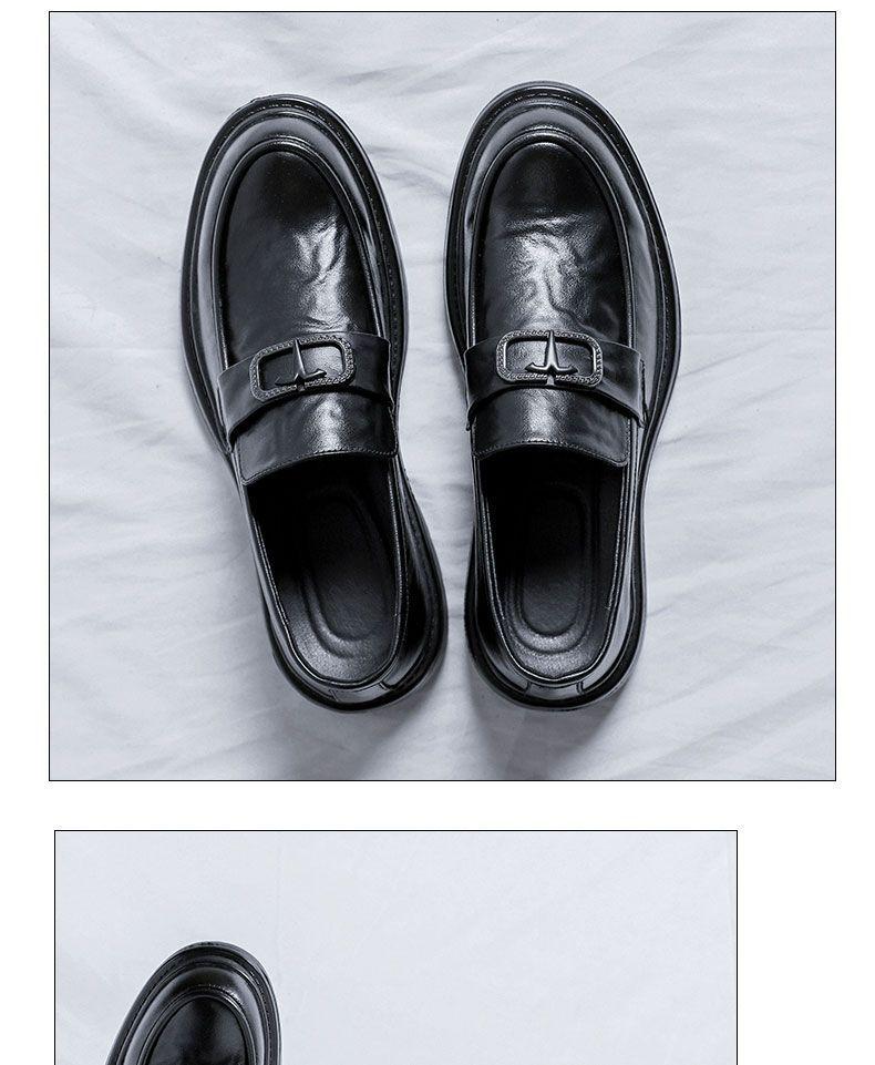 Męskie skórzane mokasyny podwyższające wzrost: Gruba podeszwa, casualowy styl brytyjski, formalne wsuwane