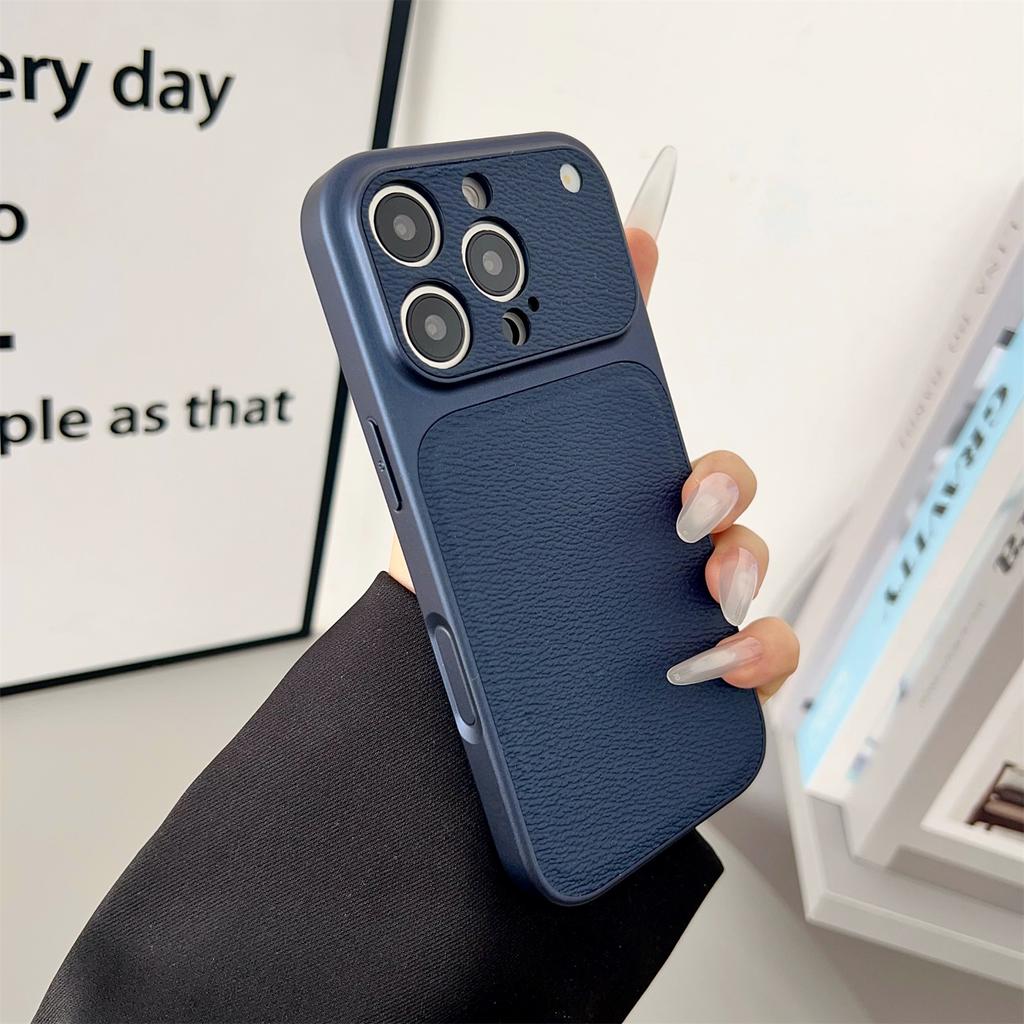 For iPhone 16 Pro Max Case Precise Cutouts Textured PU Leather Coated PC + TPU Phone Cover