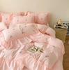 3/4PCS Rose Embroidered Duvet Cover Set (1*Duvet Cover + 2*Pillowcase, Without Core), Princess Style Lace Bedding Sheet Sets