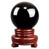 East Leaf Obsidian Sphere Ornament, Natural Stone, Power Stone, Black Quartz (10cm Diameter, with Base)