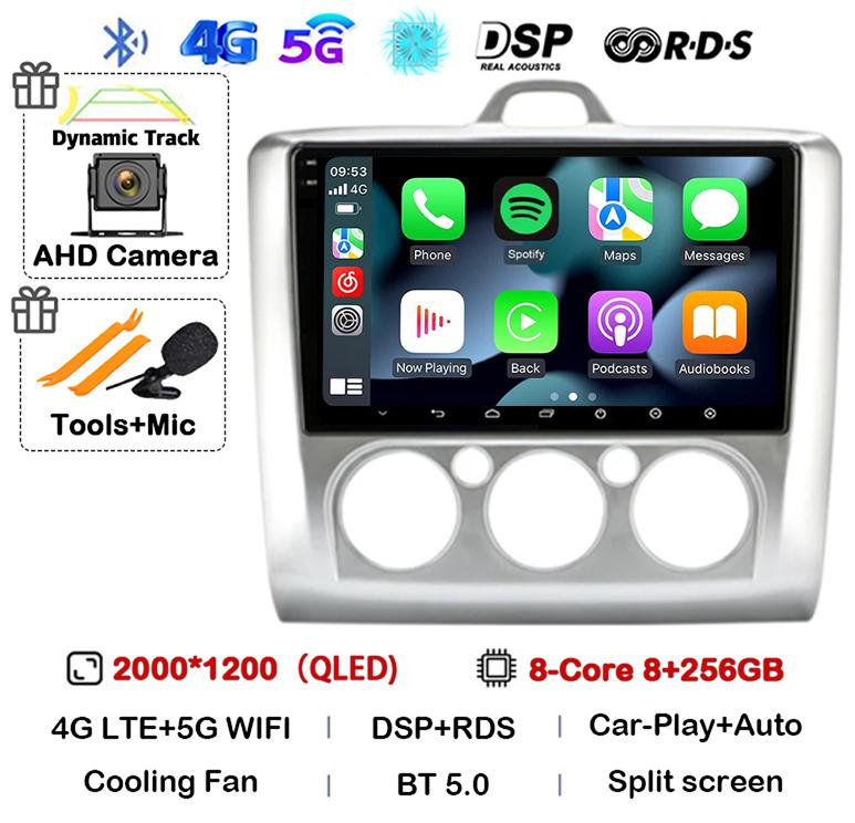 Android 14 Carplay Auto GPS 4G+WiFi Car Radio for Ford Focus Exi MT AT 2004-2011 Multimedia Video Player Stereo DSP Head Unit BT