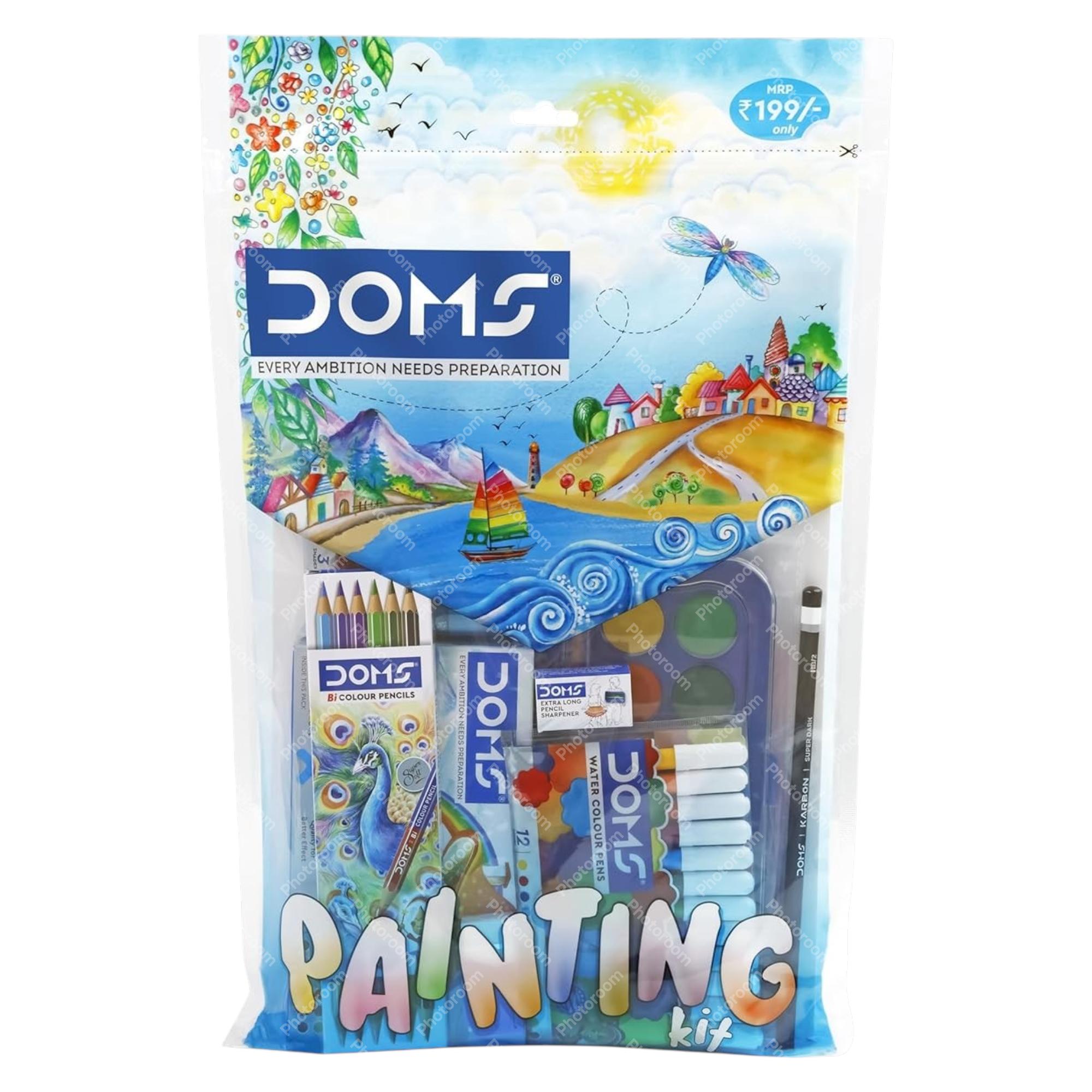 

DOMS Painting Kit For Kids School Essentials Gifting Range Combo Of 9 Painting & Coloring Items Pack Of 1 Multicolor
