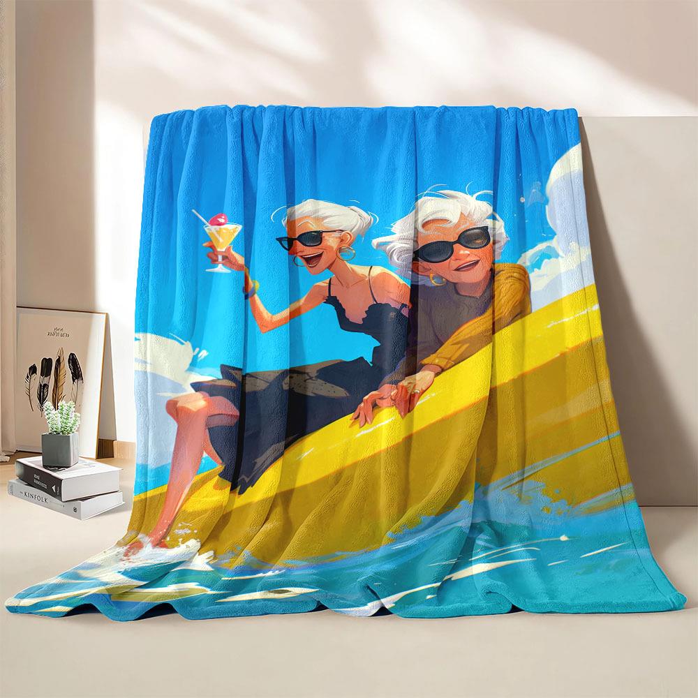 

Grandmas banana boat Flannel printed blanket suitable for all seasons suitable for living room office sofa and travel 180x250CM 75x100cm (30x40inch)