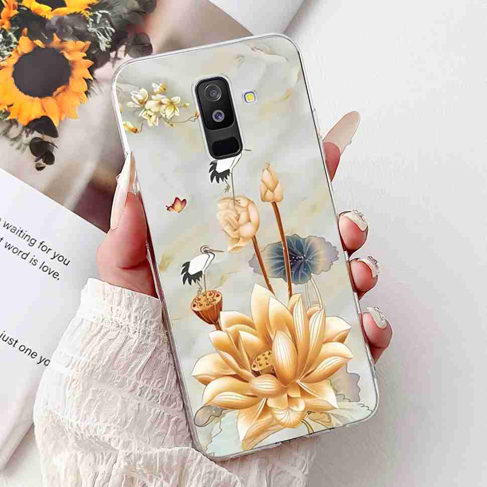 For Samsung Galaxy A6+ 2018 6.0" Case SM-A605FN Cartoon Cat Soft Silicone Cover For Samsung A6+ A6 Plus 2018 New Flower Bumper