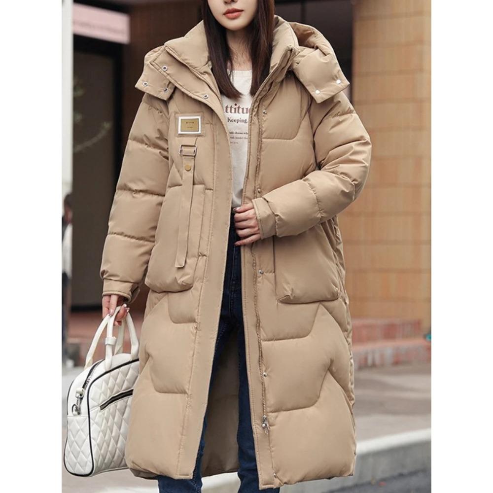 

Довга зимова куртка-пальто жіноча пухова бавовняна куртка тепла з капюшоном парка верхній одяг жіноча товста холодостійка снігозахисна куртка-пальто пуховик XXL хакі