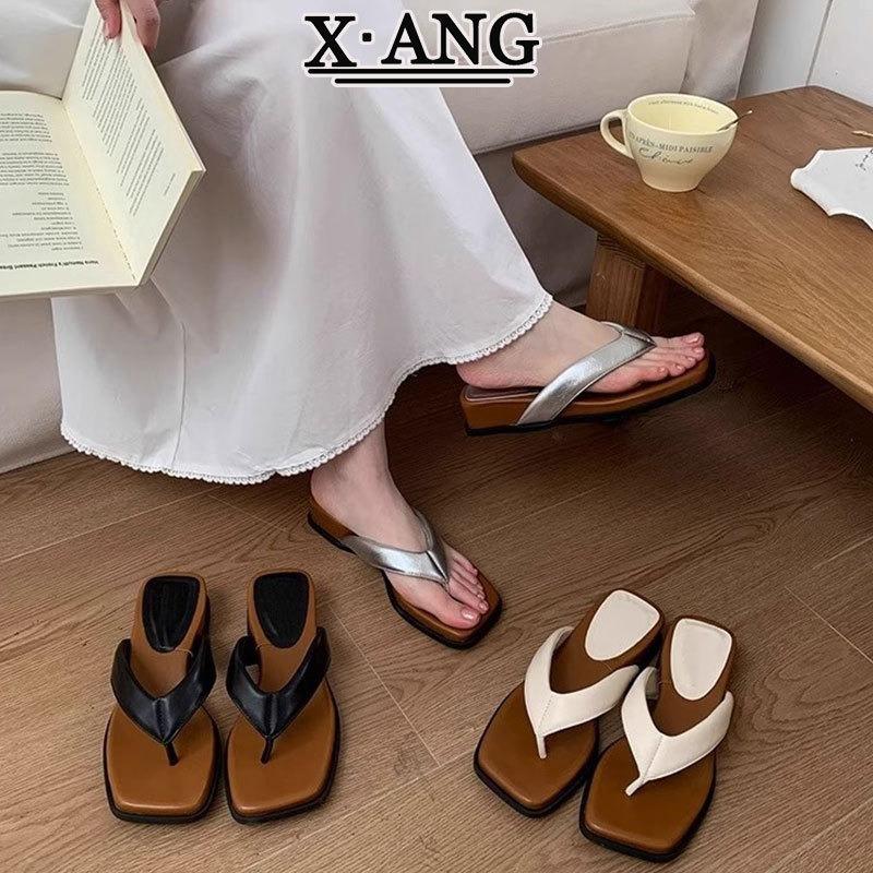 Sheepskin version of thick-soled flip-flops for women's summer wear new beach vacation wind small slope heel cold slippers