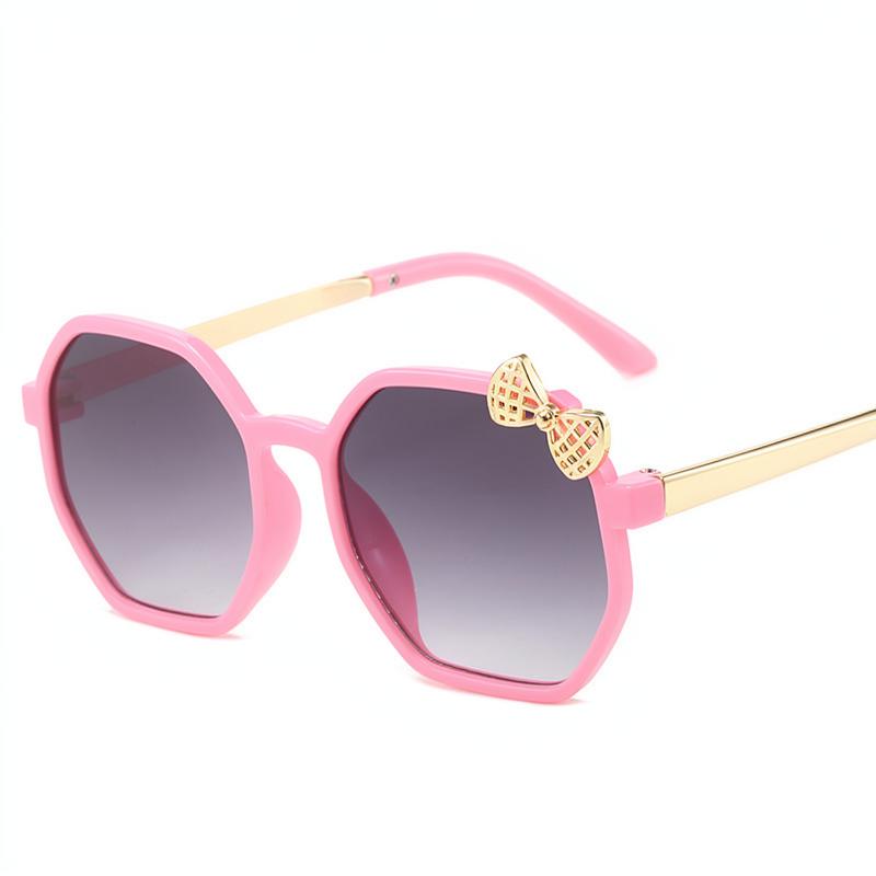 New Brand Metal Bow Children's Cartoon Sunglasses Fashion Polygonal Sunglasses Cute Girls boys Babys Sunscreen Sunglasses