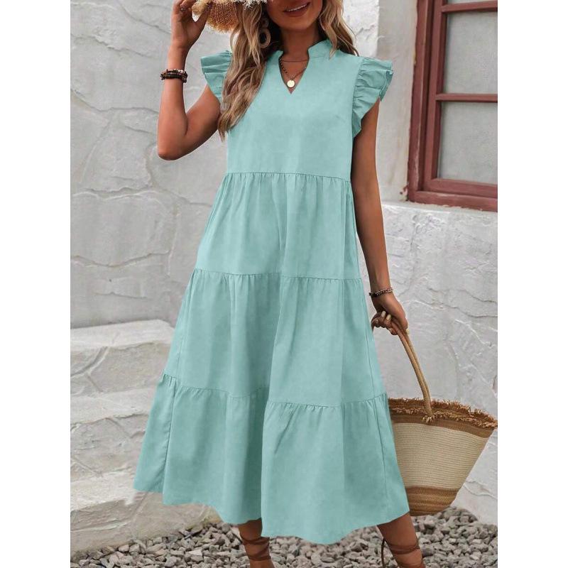 

Plus Size V-Neck Dress - Stylish and Comfortable for All Occasions L аква голубой