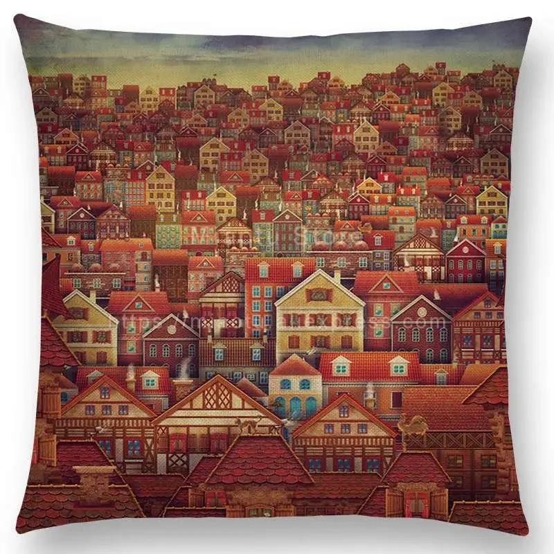 Latest Mysterious Imagine Animals Cushion Cover Forest Raven Fantasy Clouds Sky Moon Stars Earth Dream Girl Prints  Pillow Case