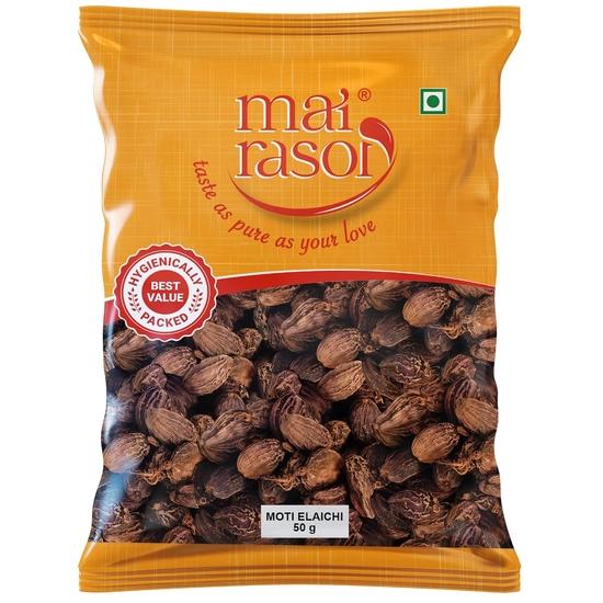 MAI RASOI Black Cardamom/Badi Elaichi Sabut/Moti Kali Elaichi - Whole, 50 Gm