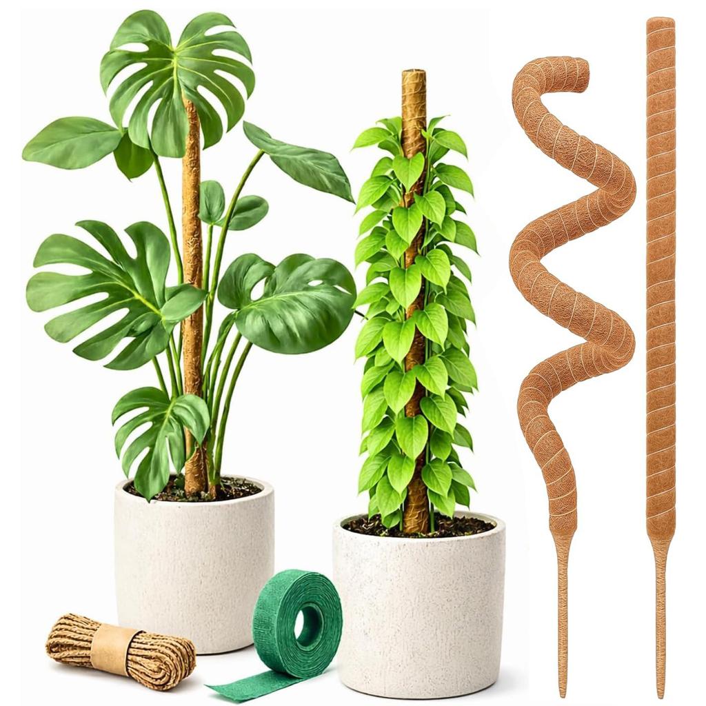 Zestaw 2 słupków mchowych do podpory rośliny Monstera, Bezrdzeniowe aluminiowe tyczki podporowe do roślin, Solidne tyczki do trenowania i uprawy pionowej roślin pnących w pomieszczeniach