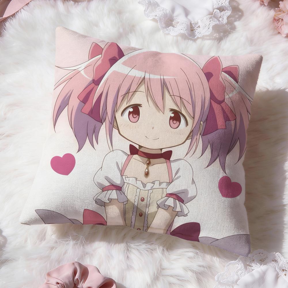 p-Puella Magi Madoka Magica Cushion Cover Premium Comfort Reversible Pillow Cove -Two in One Design for Any Room & Car Interior