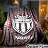 Custom Name Monaco Football Crest Throws Blanket Flannel Blankets for Couch Bed Gifts for Men Women Picnic blanket Christmas fan gifts