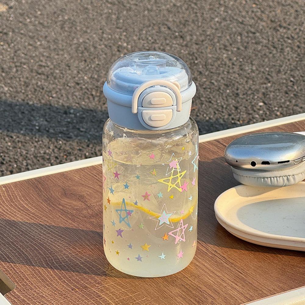 

Straw Cup Graffiti Water Bottles 500ml Drinking Water Bottle Transparent Plastic Cup Bubble Tea синий