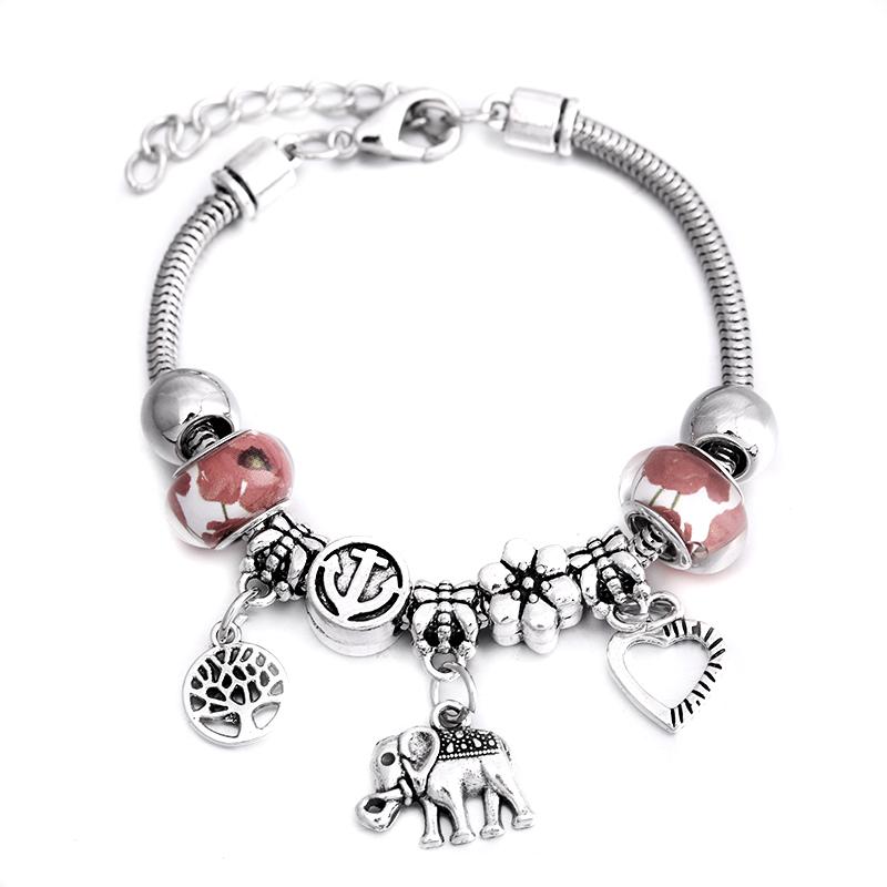 Fashion Glamour Bangle Jewelry 6 Colors Metal Lobster Buckle Snake Chain Beaded Bangles For Women Summer Bracelet Romantic Gift