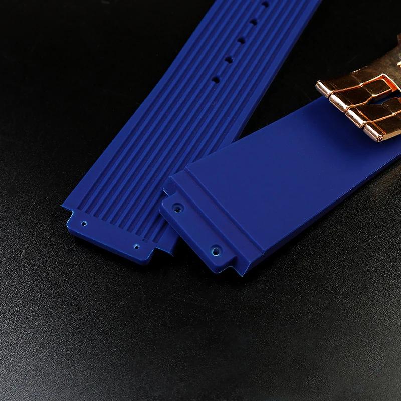For Hublot Watch Men's Strap Yubo Big Bang Fusion Silicone Convex Interface Soft Waterproof Black Blue Strap 26-19mm Accessories
