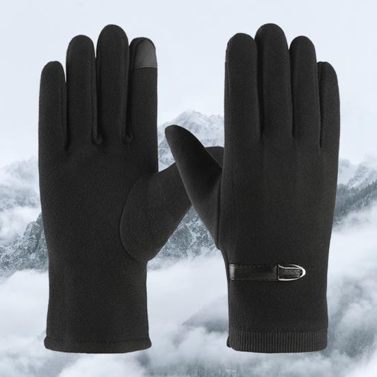 1 par varme vinterhansker Plysjfôr elastisk vindtett kaldt vær fullfinger herre berøringsskjermhansker