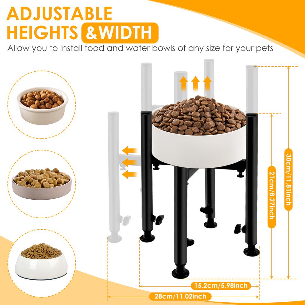 Pet Dog Bowl Stand Metal Dog Food Bowl Stand Width and Height Adjustable Elevated Dog Water Bowl Holder Pet Supplies Accessories