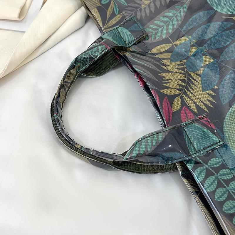 Women's PVC Tote Bag Floral Print Waterproof Fashion Shopping Bag