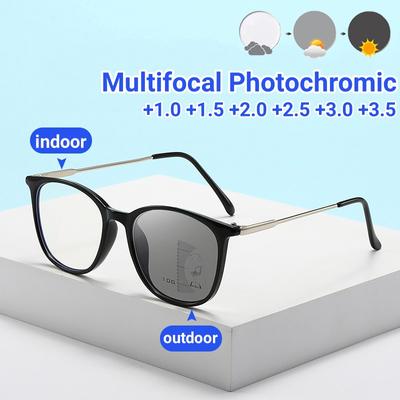 Neue multifokale photochrome Lesebrille, modische Presbyopie-Brille für die Ferne und die Nähe, Anti-Blaulicht-Brille