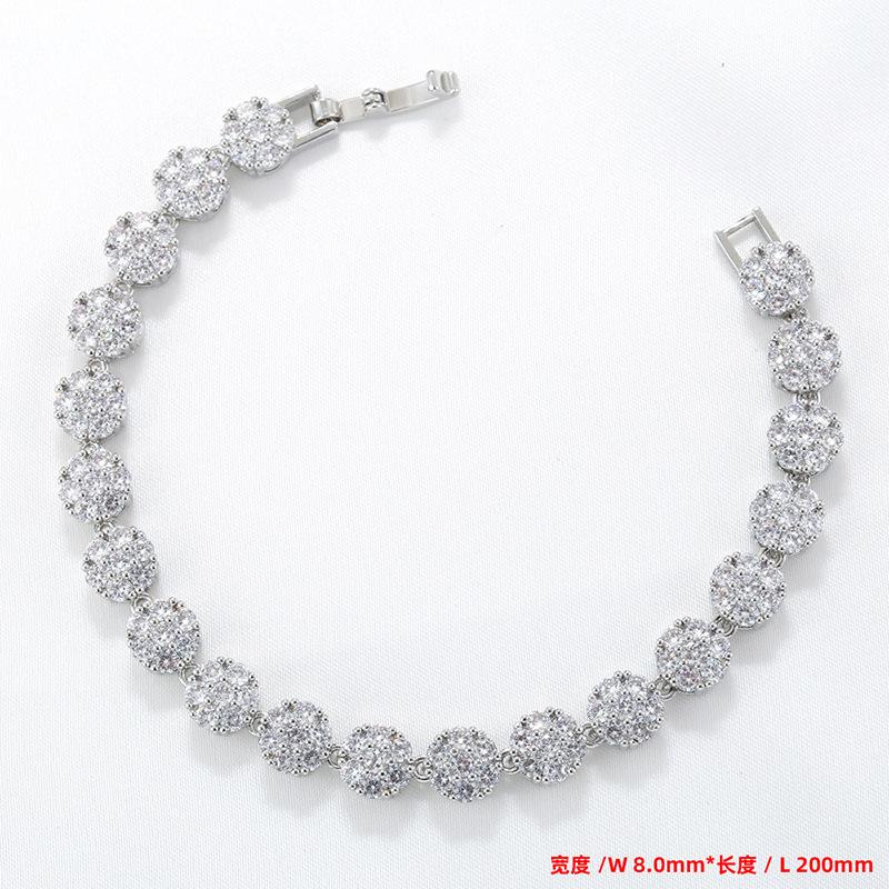 Temperament Light Luxury Copper Inlaid Diamond Flower Petal Bracelet Necklace Tennis Flower Jewelry Set Vl526-527