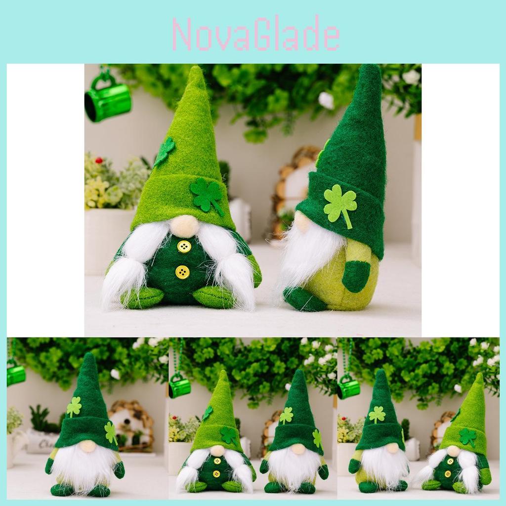 Green Leaf Festival Decorations Charming Gnome Figurine St Patrick's Day Clover Display