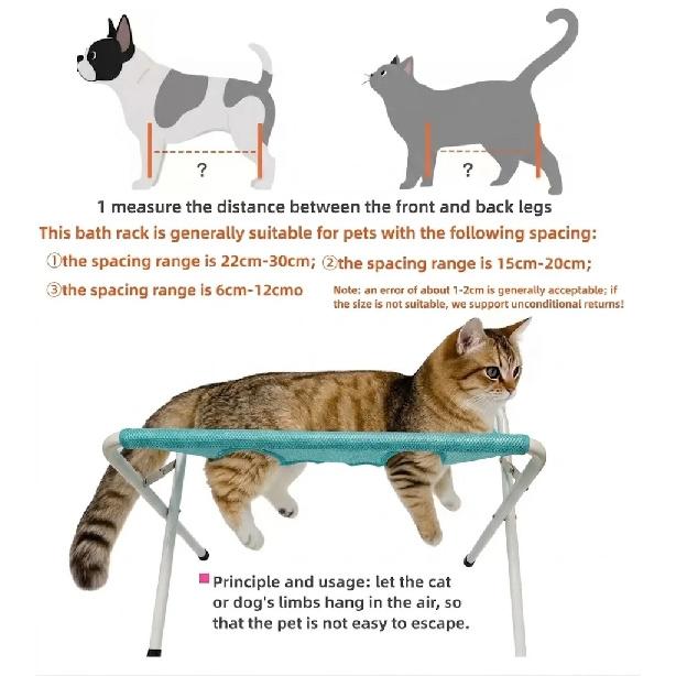 Pet Grooming Hammock Stand Foldable Cat Dog Bath Rack Breathable Mesh Grooming Support Table for Small Pets